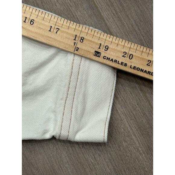 Madewell Women's Collared Button Up Crop Denim Jacket In Tile White Size Small - Picture 8 of 8